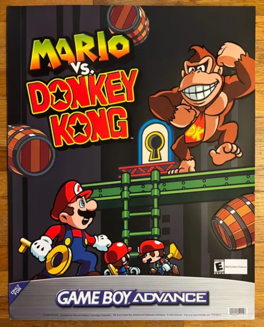 🔥 Mario vs Donkey Kong Nintendo Gameboy Advance Vintage Video Game PROMO Poster