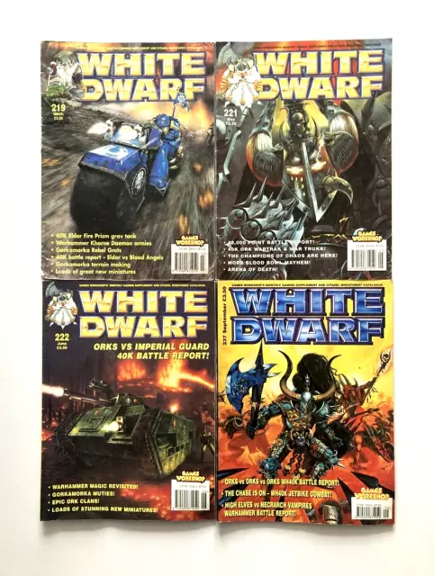 White Dwarf Magazine Lot 1998/9 Games Workshop WD219/221/222/237 Warhammer