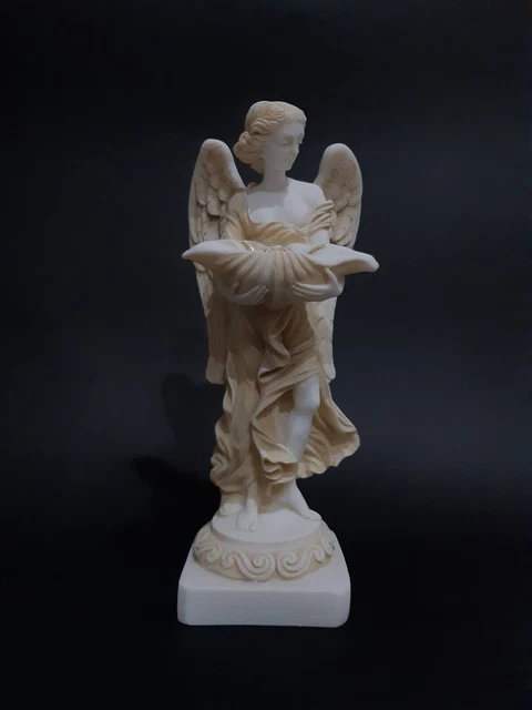 Sculpture d'Ange Féminin - Statue Religieuse Grecque en Albâtre Faite à la...