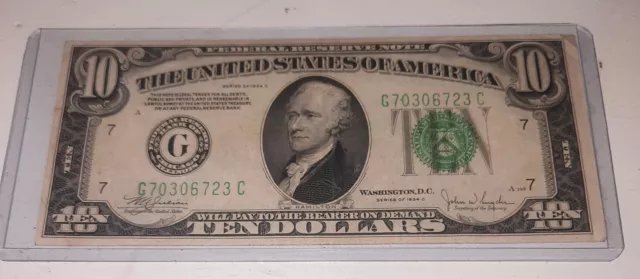 FR 2006-D UNC Ten Dollars ($10) Series of 1934A Green Seal Federal Reserve Note