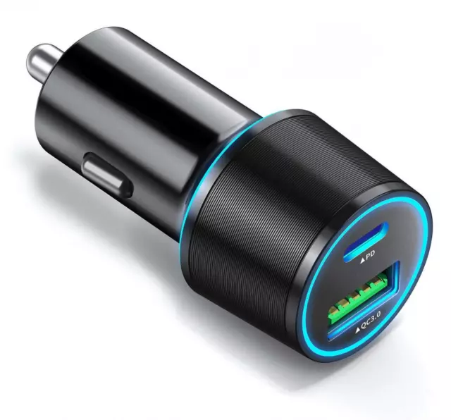 36W PD CAR CHARGER QUICK QC3 DC POWER ADAPTER FAST 2-PORT USB For SMARTPHONES