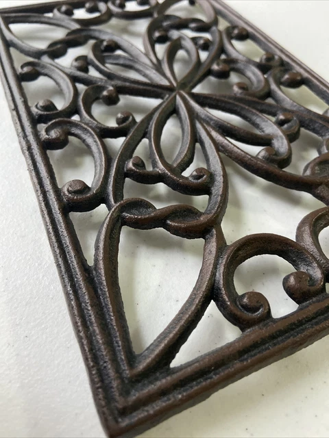 Vintage Cast Iron Trivet For Hot Dishes Kitchen Rectangle 3