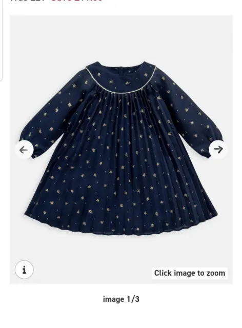 Mamas and papas Baby girl navy foil print dress 6-9 months BNWT