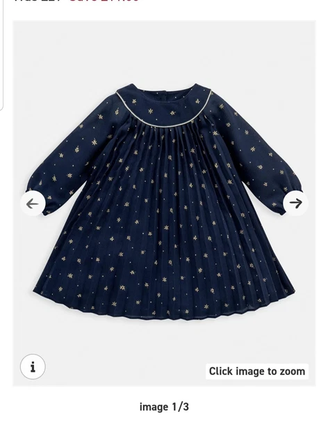 Mamas and papas Baby girl navy foil print dress 6-9 months BNWT