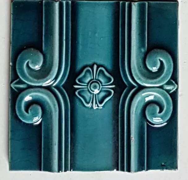 Delightful Reclaimed Antique Majolica Fireplace Tile