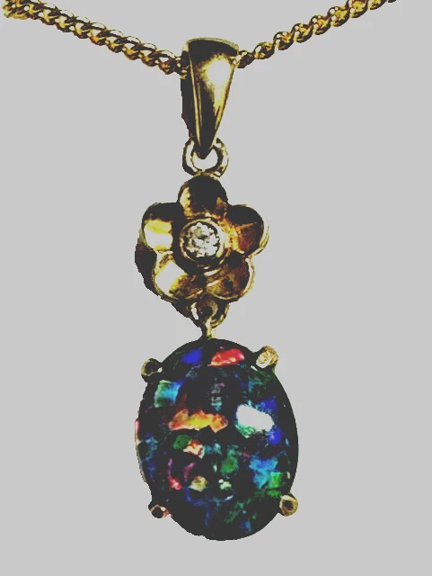 Ladies Present Natural Triplet Opal Pendant Silver Set