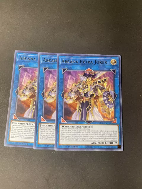 Yugioh! 3x Arcana Extra Joker KICO-EN030 Rare 1st Ed NM