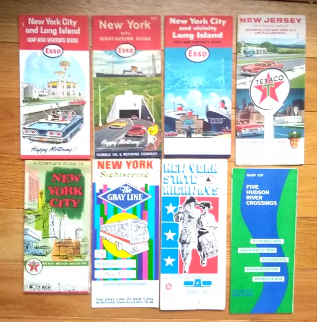 Lot 8 Vintage 1950s-60s Gas Station Maps Texaco Esso New York Jersey Long Island