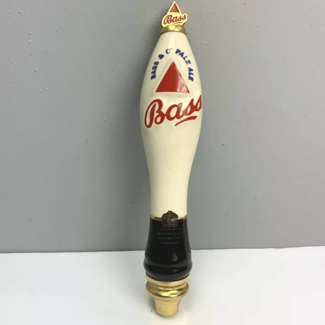 Bass& Co Pale Ale Beer Tap Pull Handle Heavy Ceramic Cream Black Red Gold 12 in