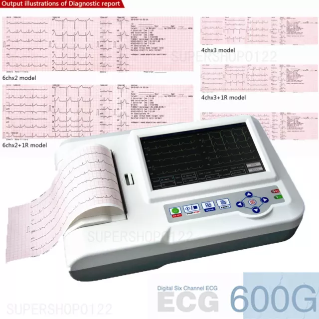 CONTEC Digital 3/6 channel 12-LEAD ECG EKG machine touch screen+Software ECG600G