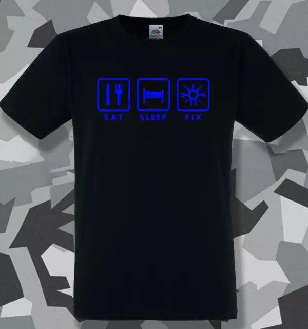 Eat Sleep Fix T-Shirt mens handyman mechanic DIY dad birthday gift Claytons