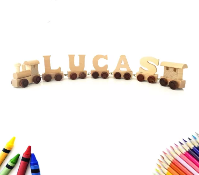 Train Alphabet 26 letters Name Personalized Colorful Wooden as baby Birthdaygift