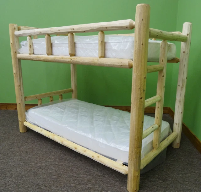 Premium Log Bunk Bed-Twin Over Twin -  - Free Shipping