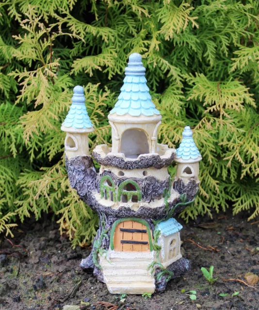 Solar Powered Light Decorative Secret Fairy Garden Ornament Castle Tree House 2