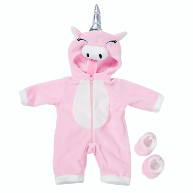 Plush unicorn style pink clothes set fits 18 inch American Girl Doll clothing