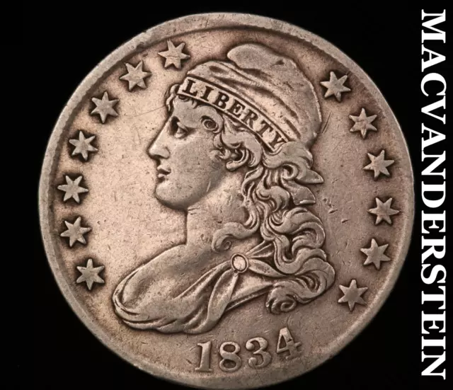 1834 Capped Bust Half Dollar - Scarce  Very Fine  Semi-key  Better Date  #H5737