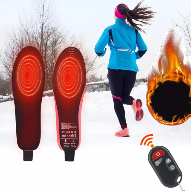 Unisex Heated Insole USB Rechargeable with Remote Control Switch Wireless