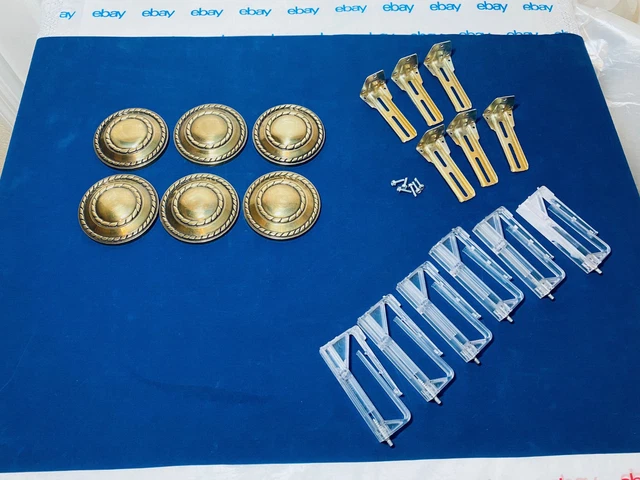 Vintage Brass Curtain Tiebacks Drapery W/Hardware Circular Lot Of 6 Rope Pattern