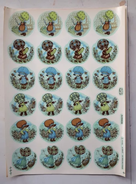7 Blatt Keramik Wasser Schiebe Aufkleber Blatt Mädchen In Mützen 60 Mm X 24