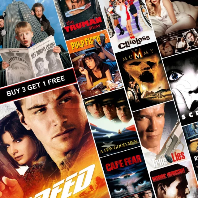 90s Retro Classic Movie Posters A4 A3 A5 Prints Wall Art Decor Film Cinema UK