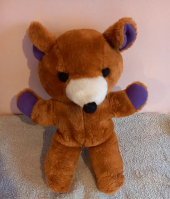 Vintage Grove Teddy Bear Brown & Purple Soft Toy Plush Seeks New Home