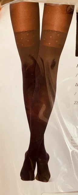 CALZE COLLANTS DONNA nere CALZEDONIA longuette balza pois tg 1/2 S