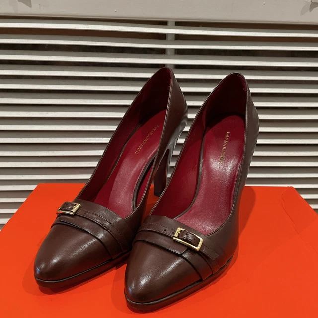 Banana Republic Samantha Leather Pointed Toe Buckle Detail Heels Sz 7 Cinnamon
