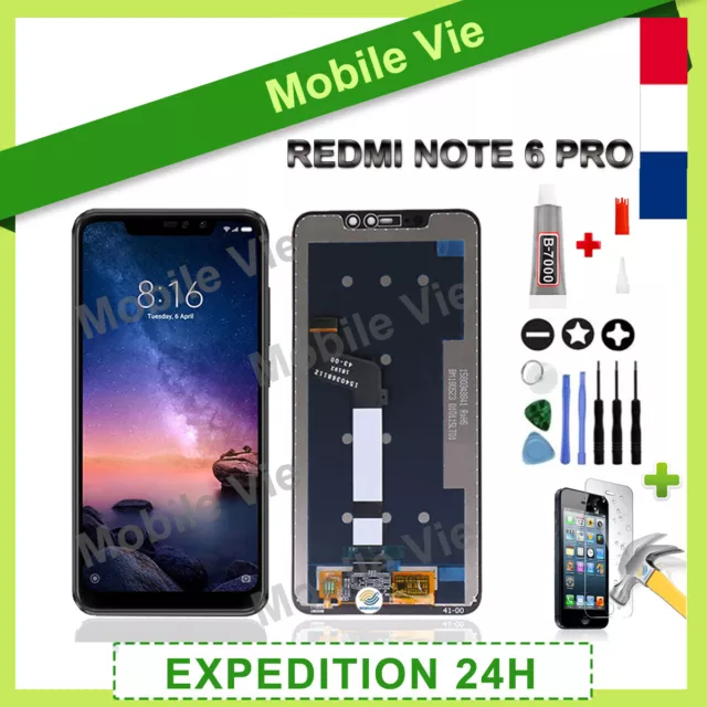 Ecran Lcd + Vitre Tactile Pour Xiaomi Redmi Note 6 Pro Noir + Outils/Colle/Verre