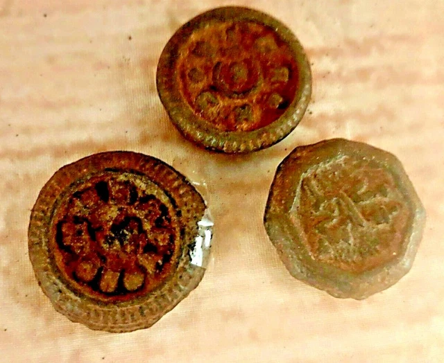 3pcs Rare Vintage Antique Mercantile Iron Measuring Small Weight India W14