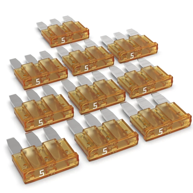 Fusibles Micro3 Automobiles 5A - Lot De 10 Pièces, Couleur Marron Clair, Prise Plate