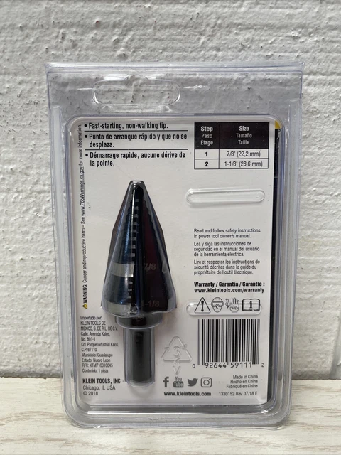 Klein Tools KTSB11 Double Fluted Step Drill Bit #11 NEW + Free Shipping 2
