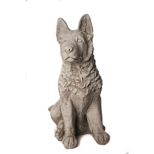 Alsation German Shepherd Solid Stone-cast Garden Statue By DGS Statues 45KGS