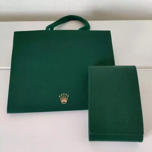 ROLEX GREEN LEATHER Soft Pouch Watch Case with Official Shopping Bag Luxury 77.65 PicClick UK