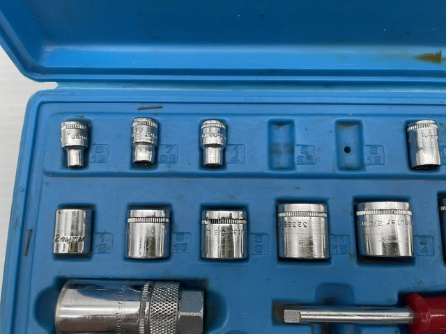 Kraeuter USA  3/8 Ratchet Socket Tool Set 21 Piece Set SAE Made USA *Missing 2* 2