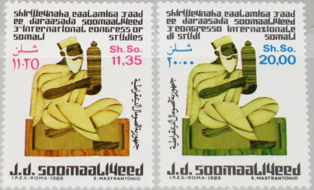 SOMALIA 1986 386-87 566-67 3th Intl Congress Somali Studies Mann Tonflasche MNH