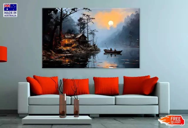 Village River Canvas Painting Wall Canvas Home Decor Australian Made Quality