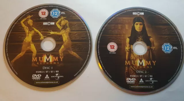 The Mummy Returns (2 Disc Set , 2001) DVD Brendan Fraser Rachel Weisz CD