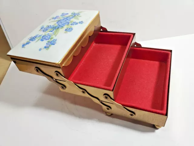 Vintage CLOISONNÉ FOOTED TRINKET ENAMELED JEWELRY Box 4 x 2.5 x 3"   5908/44