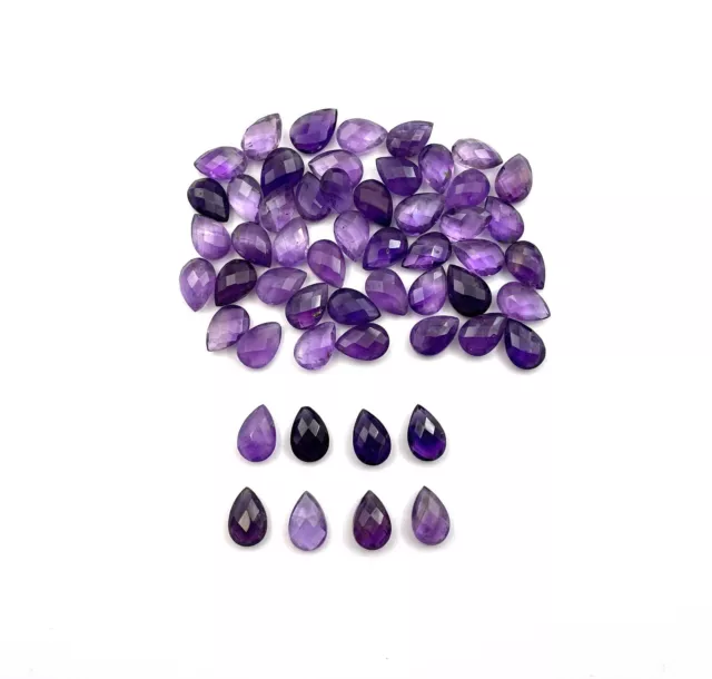 Natural Amethyst Pear Briolette Cut Loose Gemstone Lot 49 Pcs 8 12 MM 138 CT