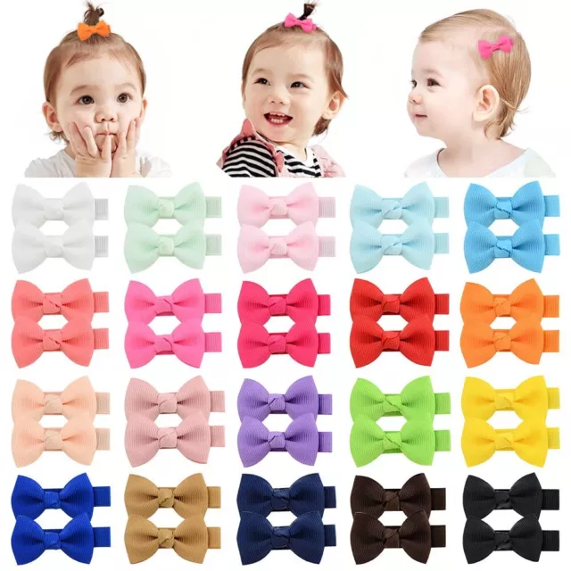 40PCS 2 Inch Baby Hair Clips Bows for Girls Grosgrain Ribbon Fully Lined Infa...