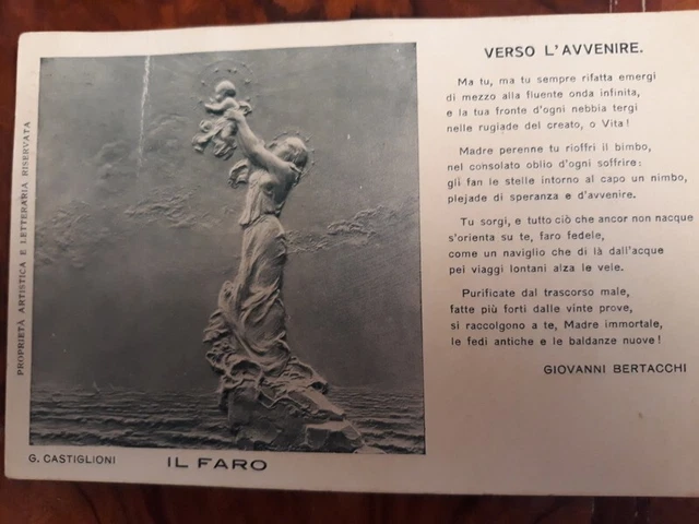 Cartolina viaggiata commemorativa Giovanni Bertacchi anno 1916
