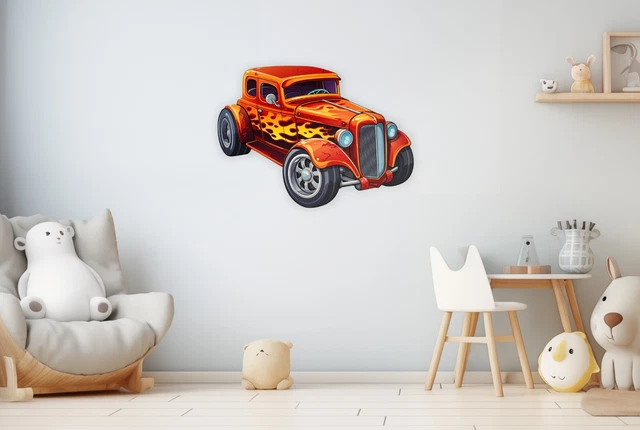 Hot Rod Car Sticker HOT ROD CAR Wall Sticker, Cool Car, Nursery Wall Sticker, Car Vinyl ...