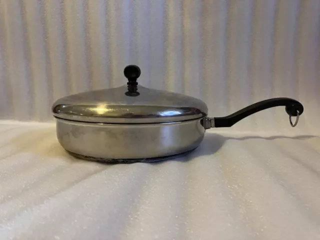 Vintage Farberware Aluminum Clad Stainless Steel 10" Skillet/Frying Pan And Lid