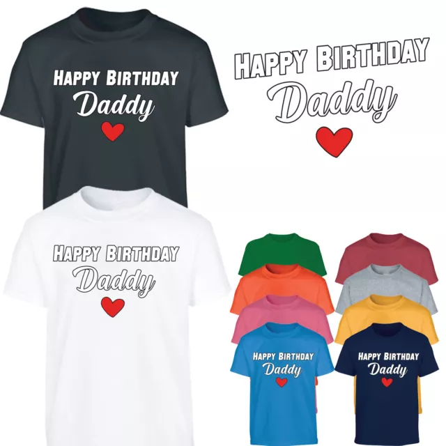 Personalised Happy Birthday Daddy Boys T-Shirt Father Dad Party Girls Kids Gift