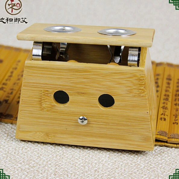 Terapia de curación de dos agujeros bambú caja de moxibustión suave 18 mm rollo de palo moxa