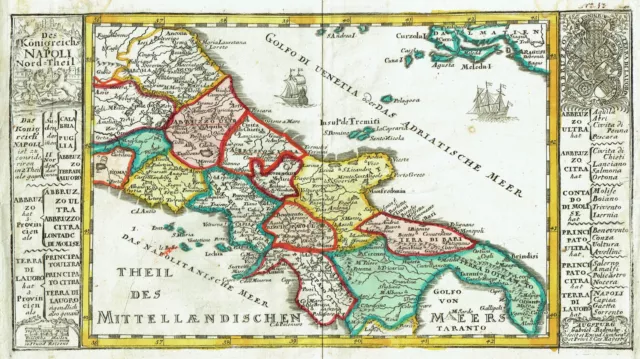 REGNO DI NAPOLI 1748  MACHENBAUER - Carta geografica Originale Antica - Campania