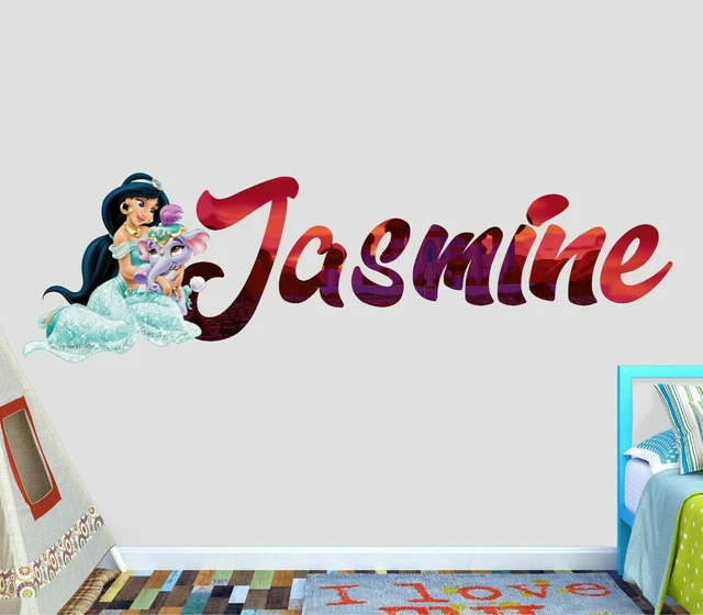 PRINCESS JASMINE CUSTOM Vinyl Lettering Stickers Wall Decals Name Art