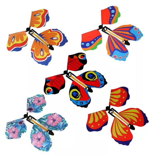 Magic Butterfly Flying Rubber Band Powered Wind up Toy Party Card For Funny G LT