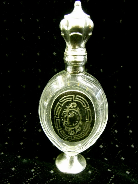 FLACON A SEL OU PARFUM XIXe CRISTAL BOUCHON ARGENT MASSIF COLLECTION Vitrine 119640