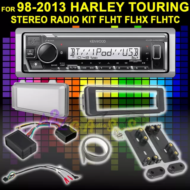 98-2013 Harley Touring Stereo Radio Install Adapter Dash Kit Flht Flhx Flhtc New